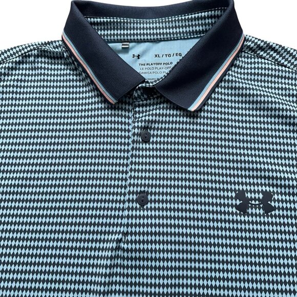 Under Armour The Playoff Polo Shirt Mens XL Short Sleeve Golf Geometric Green - Picture 2 of 4